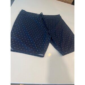 TravisMathew Mens Navy Blue Drawstring Swim Shorts With Miniature Yellow Print